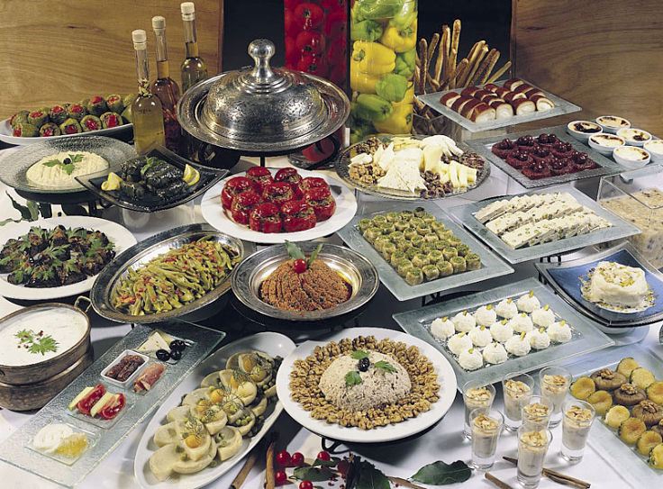 Turkish banquets are very tempting - start with a small plate to keep portions and servings under control