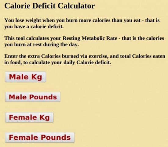 Simple tools allow you to calculate your daily calorie deficit