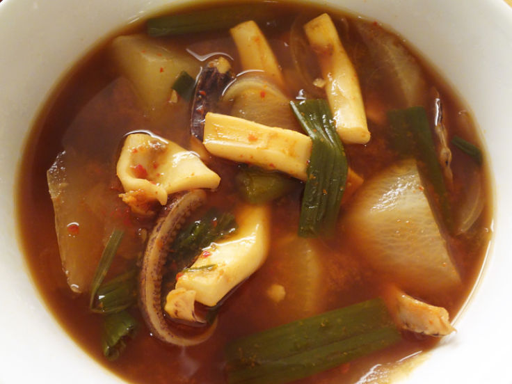 Squid soup and other seafood soups are healthy choices