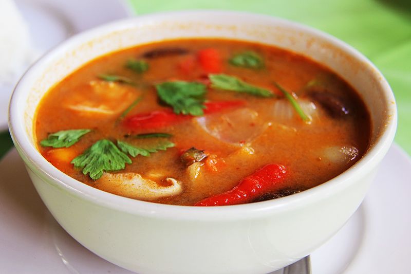 Thai curry and soup are a great low calorie dish to choose when eating out
