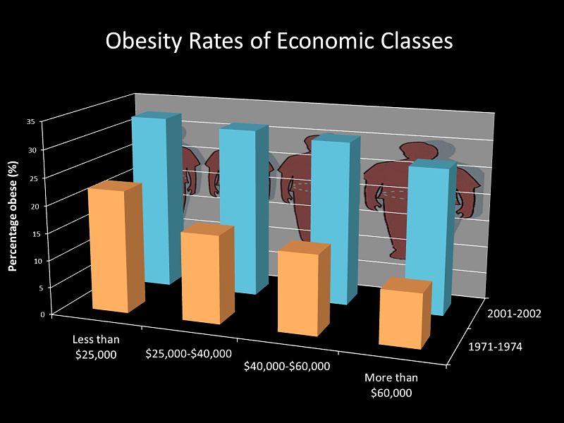 In the West the less affluent are obese. In undeveloped countries the more affluent are obese because only they can afford Western food.